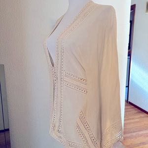Cream linen lattice blouse 100 percent cotton